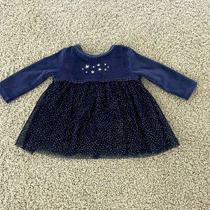Holiday Blue velvet holiday dress for baby girl